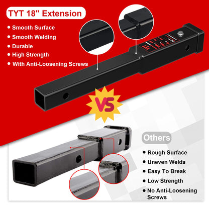 TYT Adjustable Truck Trailer Hitch for 2 inch Receiver, 6" Drop/Rise Tow Hitch with Dual Balls (2" & 2-5/16"), Compatible with Heavy-Duty Trailer Systems up to 20,000 lbs, Includes Hitch Tightener