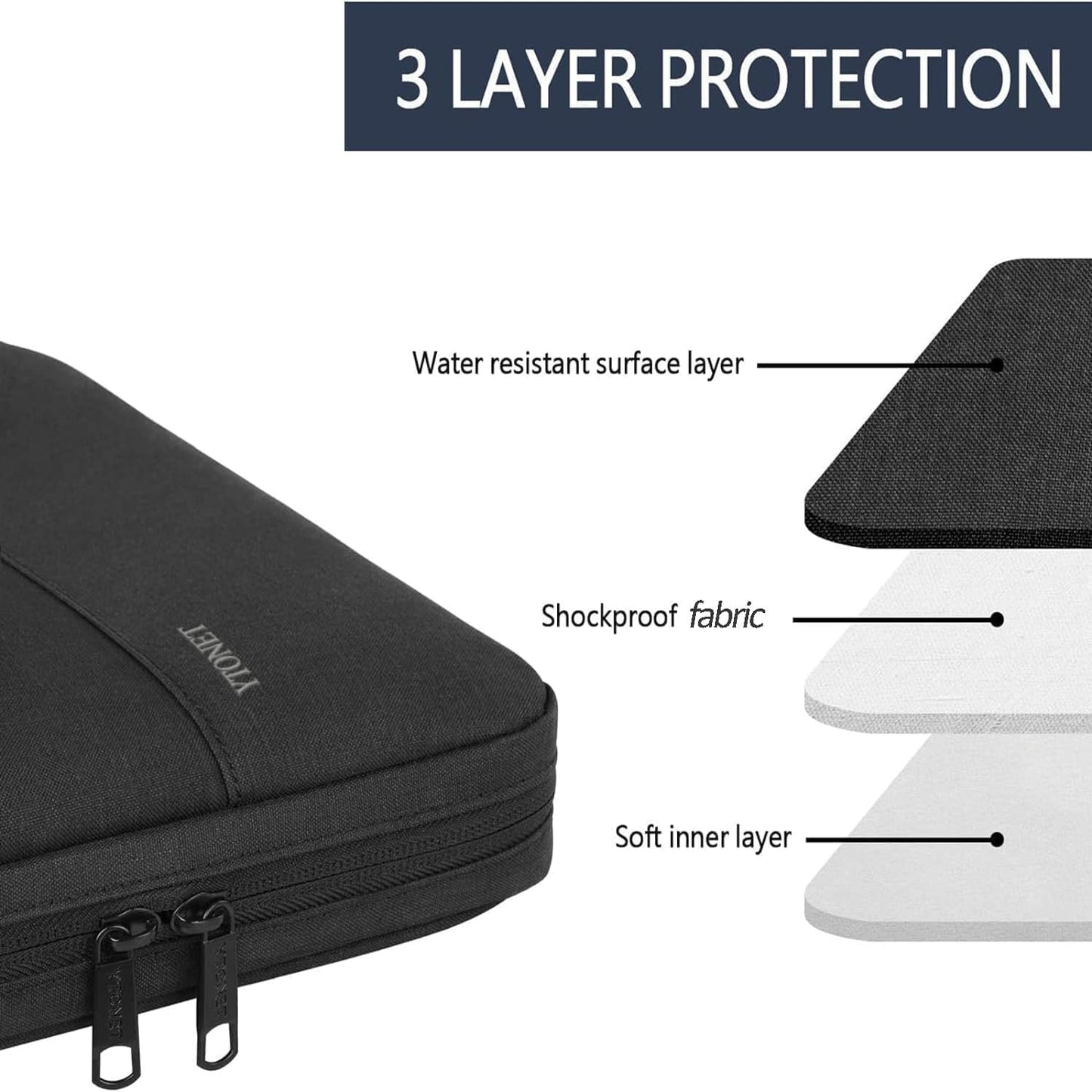 Funda para portátil Ytonet, bolsa para portátil TSA de 15.6 pulgadas, funda para portátil resistente al agua, bolsa de transporte para ordenador compatible con portátiles Lenovo, HP, Dell, Asus, regalos para hombres y mujeres, gris