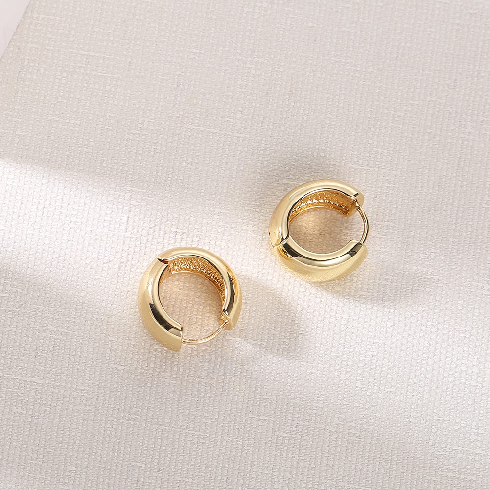 FAMARINE Gold Chunky Creolen für Damen, 0,8 Zoll Gold Creolen Huggie Ohrringe für Herren