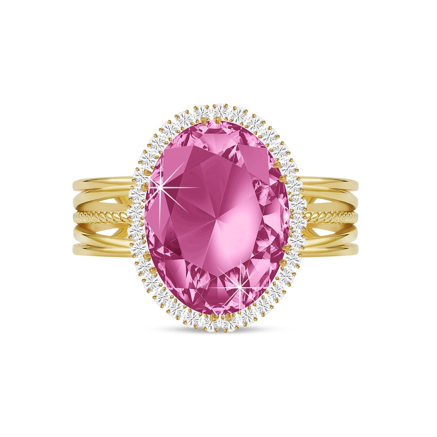Linawe Birthstone Chunky Adjustable Rings for Women, Gold/Silver/Rose Gold Statement Rings, Imitation Diamond Fake Gemstone Crystal Cocktail Ring, Cubic Zirconia Costume Jewelry