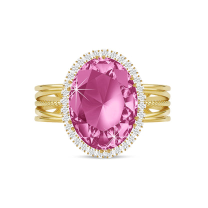 Linawe Birthstone Chunky Adjustable Rings for Women, Gold/Silver/Rose Gold Statement Rings, Imitation Diamond Fake Gemstone Crystal Cocktail Ring, Cubic Zirconia Costume Jewelry
