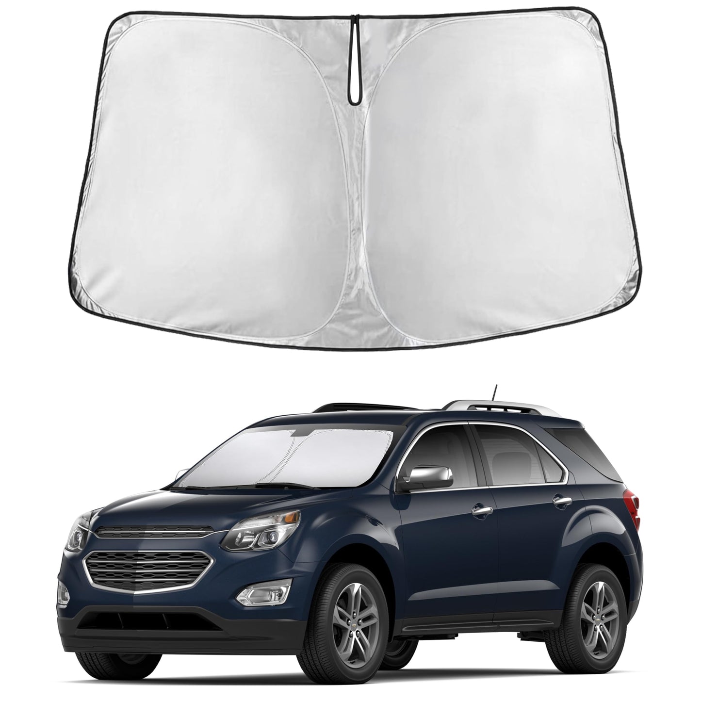 EcoNour Car Windshield Sunshade | Blocks 99% Heat & Keeps Interior Cool | Universal Fits Cars, SUVs, Trucks | Automotive Sun Screen, Visor & Car Accessories for Summer | Medium (64x32 Inches)