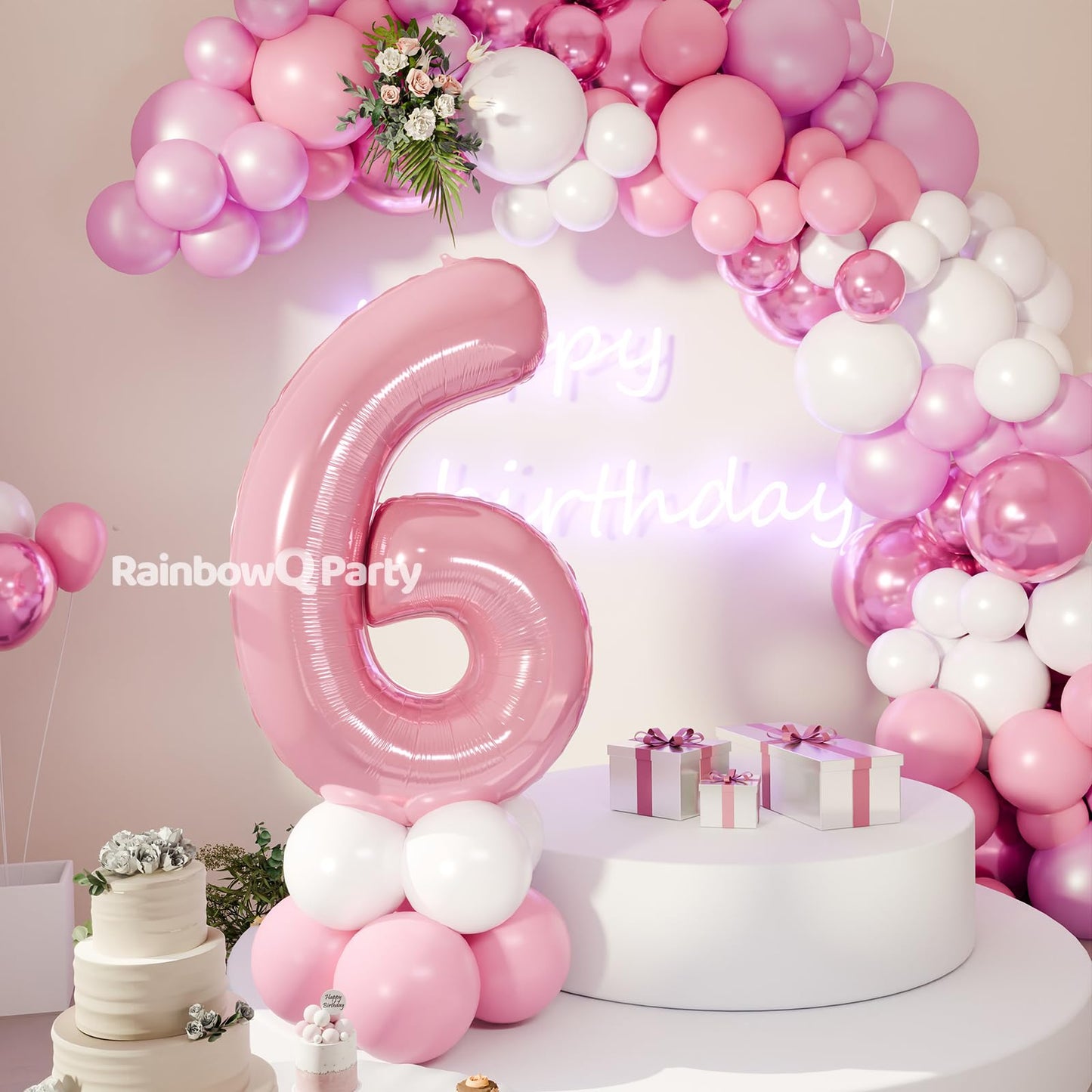 RainbowQ Party 1 Ballon Nummer 40 Zoll für Jungen oder Mädchen Groß Rosa 0-9 Folien-Mylar Großer 1 Zahlenballon Alles Gute zum 1. Geburtstag Party Jubiläumsdekorationen Zubehör