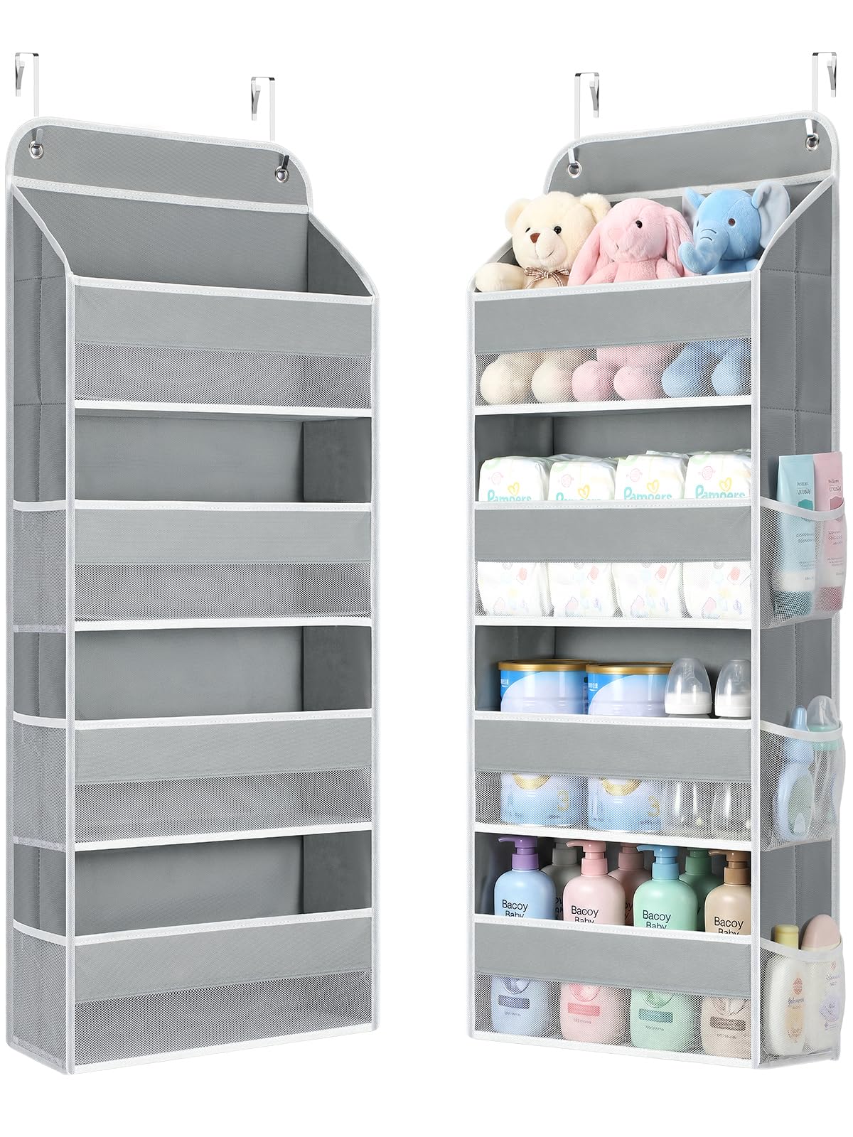 Yecaye 1 Pack Over the Door Organizer, 35.2lbs Load Toy Stuffed Animal Storage, Swing-proof Hanging Bathroom Organizers and Storage for Nursery Newborn Baby Essential Stuff Dorm Room Essentials