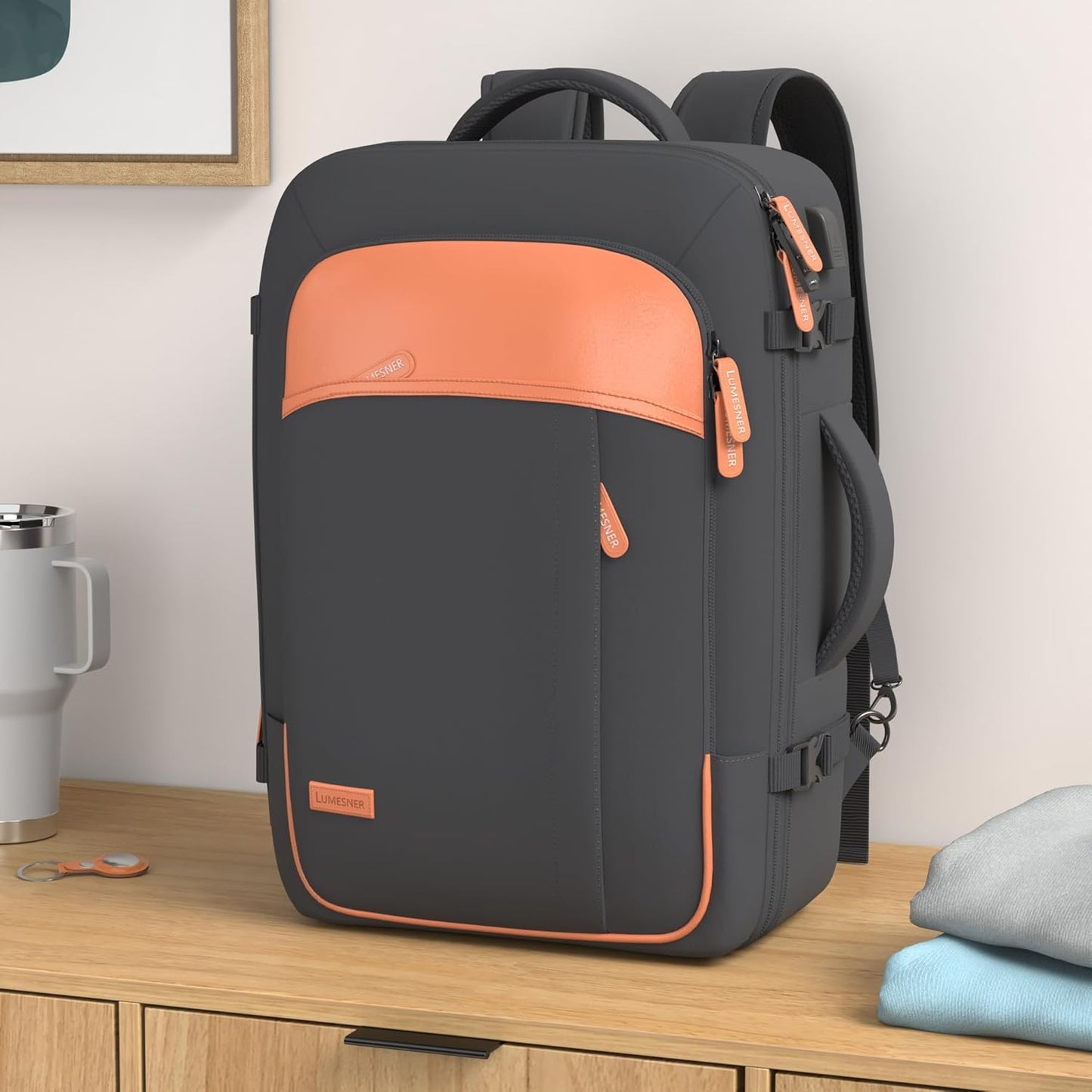 Lumesner Handgepäck Rucksack, extra großer 40L Flugzugelassener Reiserucksack für Damen & Herren