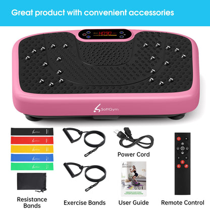 SoftGym Waver Vibration Plate Exercise Machine for Lymphatic Drainage Weight Loss,120 Speed Levels Vibrating Platform with Resistance Bands,Full-Body Workout Equipment for Muscle Activation