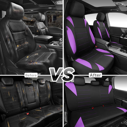 CAR Pass Neoprene Waterproof Two Front Car Seat Covers Set- Universal Fit for Vehicles, Airbag Compatiable(Black)