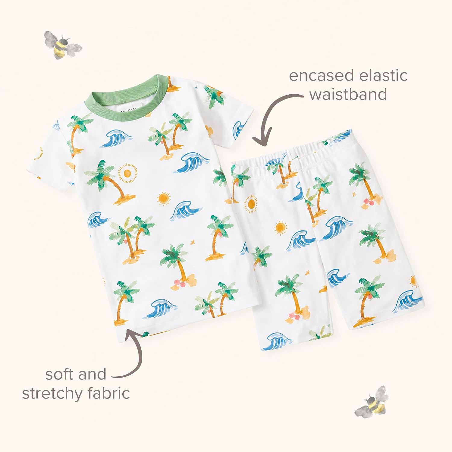 Burt's Bees Baby Unisex Pajamas, Short Sleeve Tee and Shorts 2-Piece PJ Set, 100% Organic Cotton