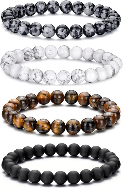 4 Lava,tigers-eye, Brown, Black-bracelet