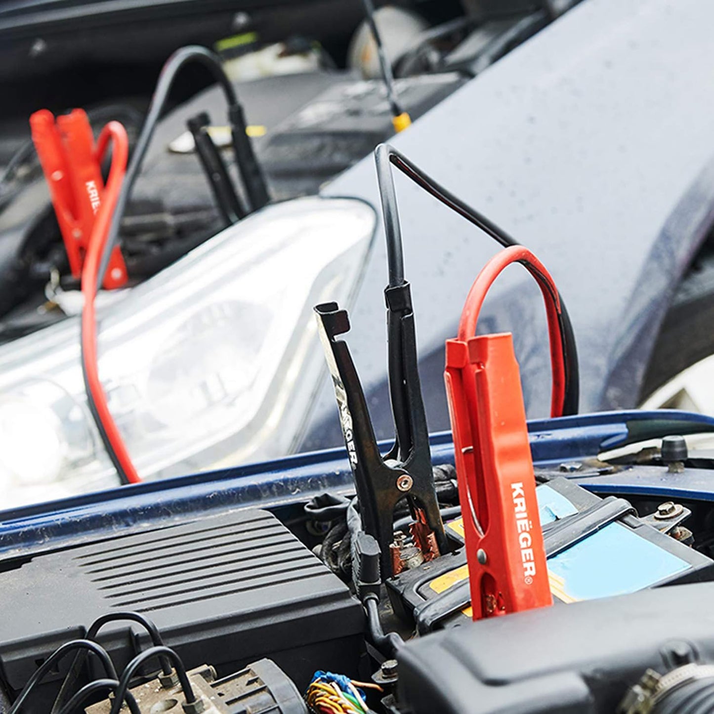 K KRIËGER Überbrückungskabel für Autobatterien, Hochleistungs-Starthilfekabel zum Starten leerer oder schwacher Batterien mit Tragetasche (6 Meter (2-Gauge))