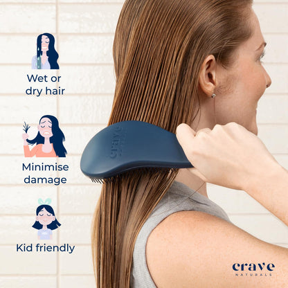 Crave Naturals Glide Thru Entwirrbürste für Erwachsene und Kinder. Entwirrbürste für natürliches, lockiges, glattes, nasses oder trockenes Haar. Haarbürsten für Frauen. Stylingbürste (Blau)