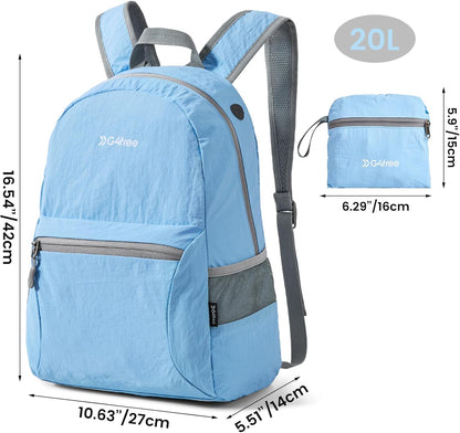 G4Free 20L Lightweight Packable Backpack Foldable Travel Hiking Daypack for Men and Women