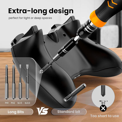 JOREST 40Pcs Small Precision Screwdriver Set, Mini Tool Kit with Torx T5 T6 T8 T9, Triwing Y00, Star Pentalobe, Repair for Ring Doorbell, Laptop, PC, Switch, PS5, Xbox, MacBook, iPhone, Watch, Glasses