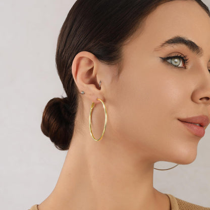 Große Gold Creolen für Frauen, Hypoallergene Dünne Gold Creolen, Sterling Silber Creolen für Damen, Extra Große, Mittelgroße, Große Creolen