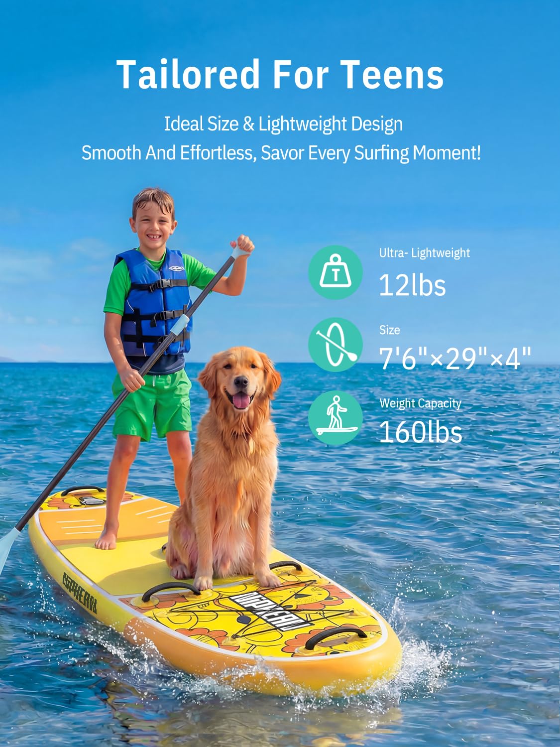 Niphean（Ultra-Light） Inflatable Paddle Board with StabilTrac Fin and Durable SUP Accessories, 10' Stand Up Paddle Boards for Adults & Youth, Versatile Yoga Paddle Board, Gift Ideas