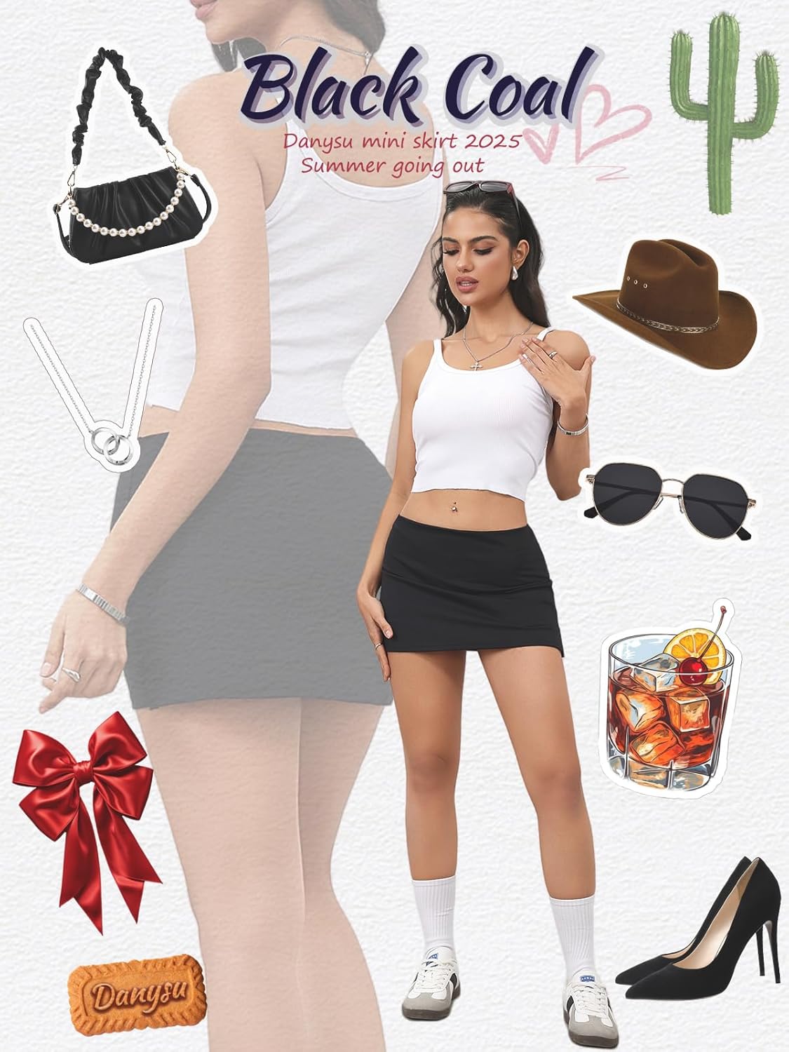 Danysu Dehnbare Mini Skorts Mid Waist Rock mit Shorts Seitenschlitz 2025 Sport Alltag Ausgeh-Outfits