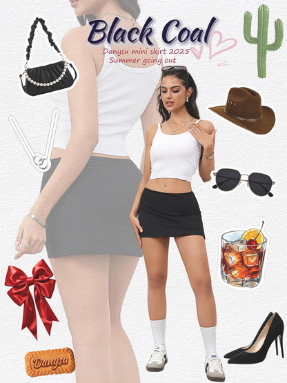 Danysu Dehnbare Mini Skorts Mid Waist Rock mit Shorts Seitenschlitz 2025 Sport Alltag Ausgeh-Outfits