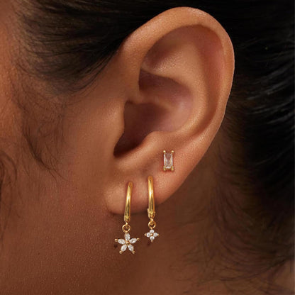 Gold Earrings For Women, Dainty Huggie Earrings Stack 14K Gold Plated Pearl Dangle Earrings for Women Trendy Cute Hypoallergenic Unique Gold Earring Stack Fashion Gold Jewelry Gifts