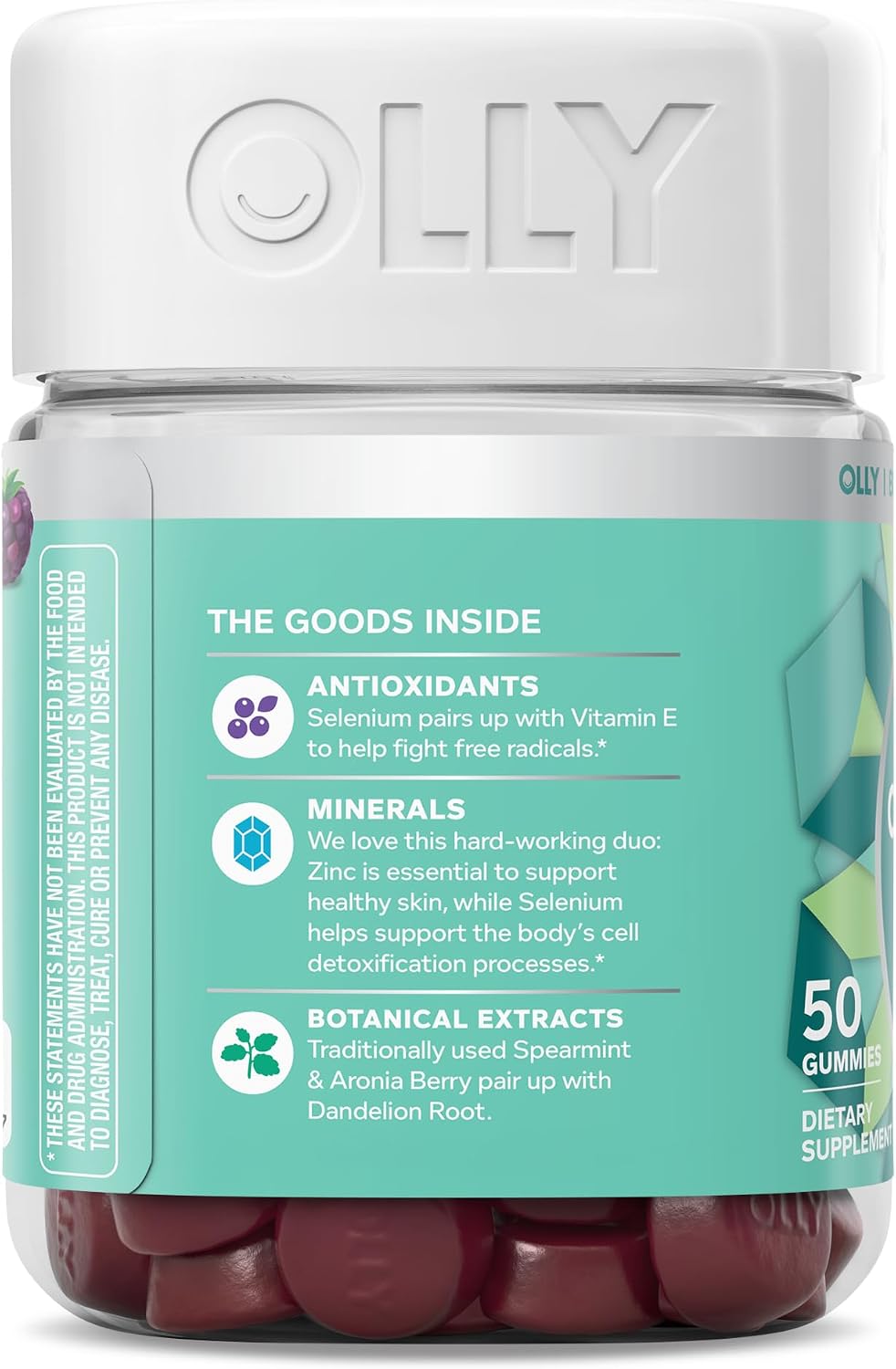 OLLY Flawless Complexion Gummy, Clear and Healthy Skin Support, Vitamins E, A, Zinc, Chewable Supplement, Berry - 50 Count (Pack of 12)