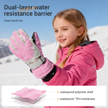 ThxToms Kinder Winterhandschuhe Wasserdichte Ski-Snowboardhandschuhe für Outdoor-Sportarten, Jungen und Mädchen Kaltwetter-Fahrradhandschuhe