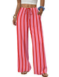 Sampeel Wide Leg Pants for Women Flowy Palazzo Drawstring Elastic Waist Trousers with Pockets Summer Beach Vacation Clothes
