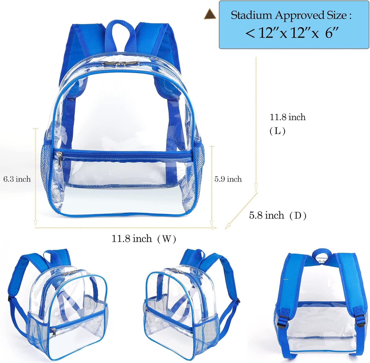 Mini Transparenter Rucksack 12x12x6 Stadion Zugelassener Plastik-Rucksack