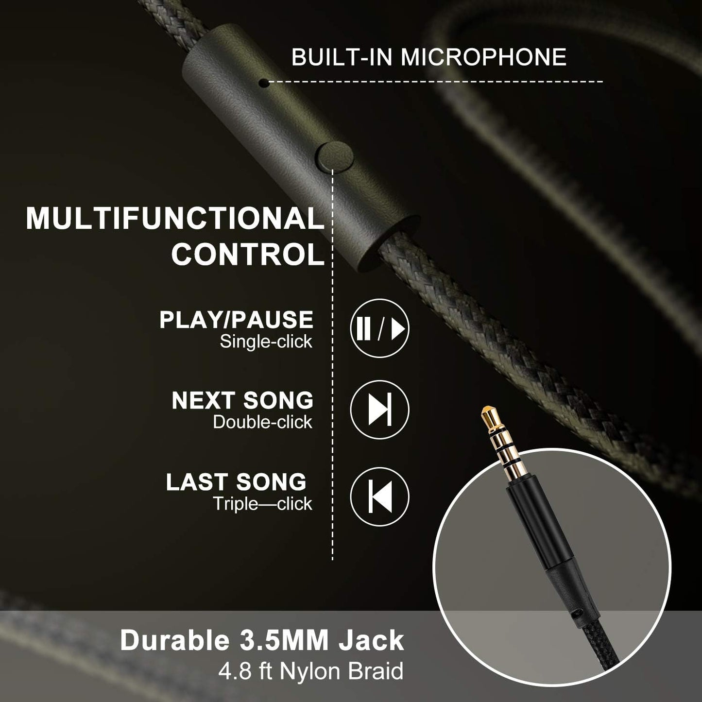 LORELEI X6 Over-Ear Kabelgebundene Stereo-Bass-Kopfhörer mit Mikrofon, Leicht, Faltbar & Portabel mit 1,45M Kabel ohne Verheddern für Smartphone, Tablet, MP3/4, Space Black