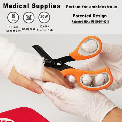 MEUUT 2 Pack Medical Scissors Trauma Shears for Left and Right Hand -Patented Bandage Scissors All Purpose with Non-Stick Blades, Surgical Grade Shears Stainless Steel EMT Scissors for Nurses EMT