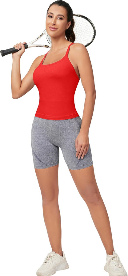 MathCat Workout Tank Tops für Damen mit integriertem BH, ärmellose Gym Tops Nahtlose Racerback Athletic Yoga Shirts
