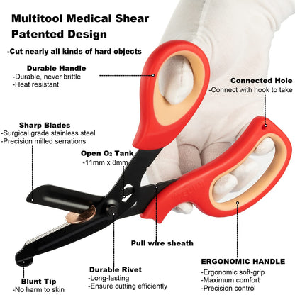 MEUUT 2 Pack Medical Scissors Trauma Shears for Left and Right Hand -Patented Bandage Scissors All Purpose with Non-Stick Blades, Surgical Grade Shears Stainless Steel EMT Scissors for Nurses EMT