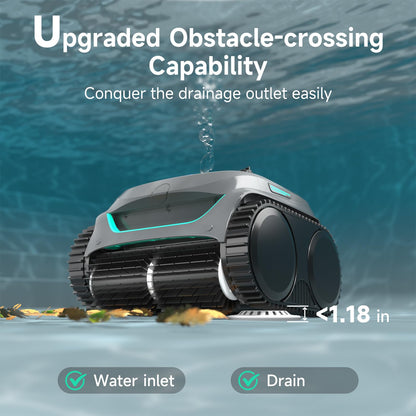 WYBOT C2 Cordless Robotic Pool Cleaner, Dual Filtrations, Floor, Wall &Waterline Cleaning, App Scheduling, Smart Navigation, Pool Vacuum for Inground Pools, Carbon Gray with Green Handle