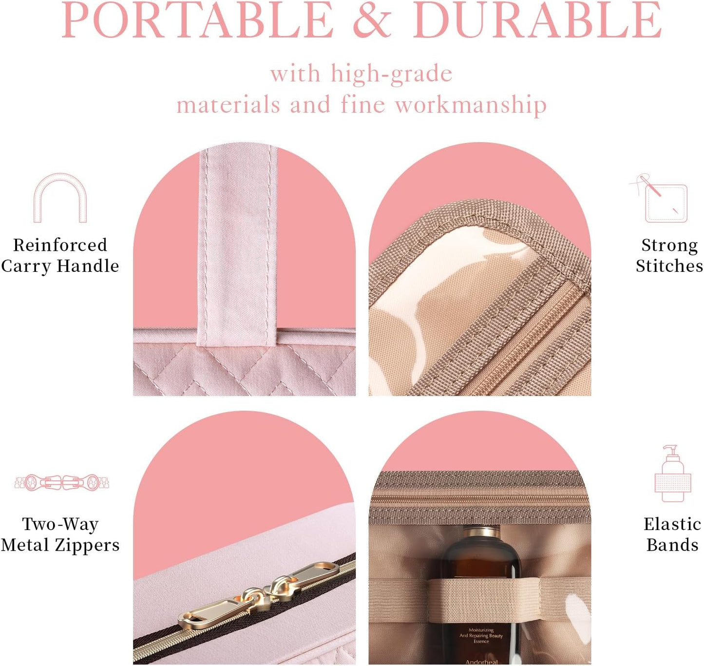 HOTOR Kulturtasche für Reisen - Kulturtasche mit Aufhängehaken für Damen & Herren, Kosmetiktasche/Großes Fach, Wasserdicht für Reiseaccessoires, Reiseutensilien, Klein, Schwarz