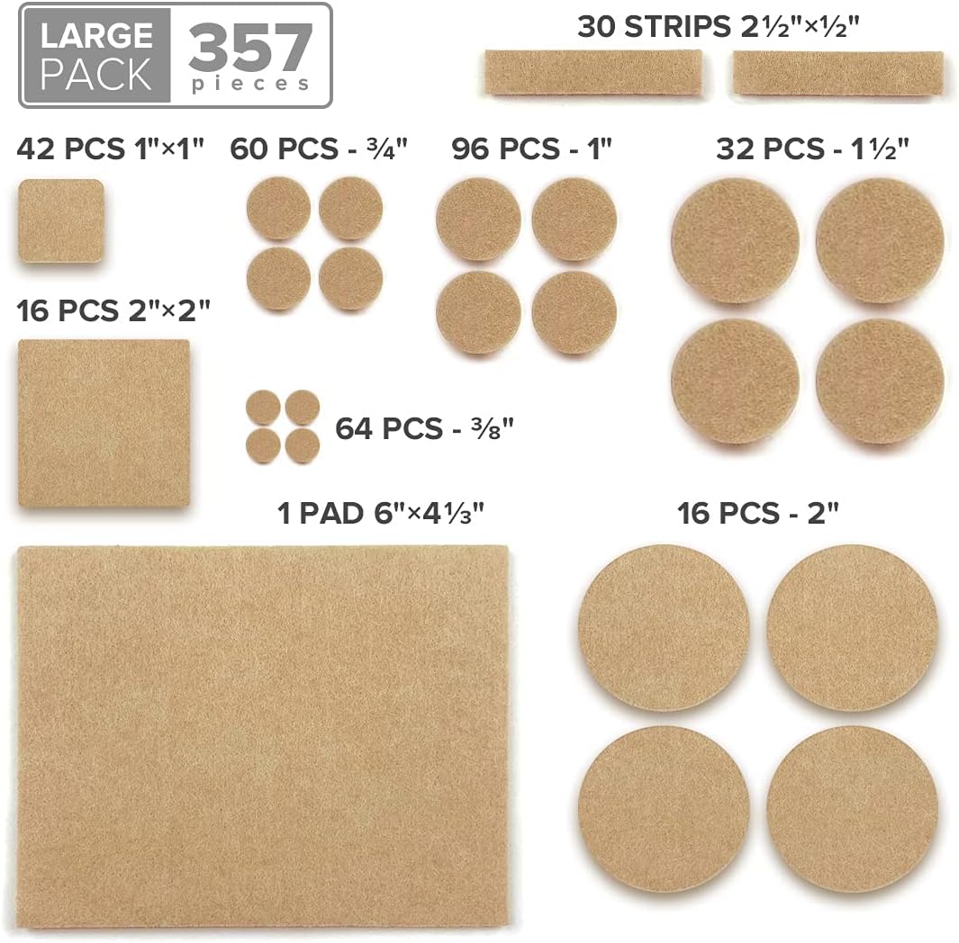 Felt Pads X-PROTECTOR - Giant 235 Pack Premium Furniture Pads. Huge Quantity Felt Furniture Pads Wood Floor Protectors for Furniture Feet – Best Hardwood Floor Protectors. Protect Your Wood Floors!