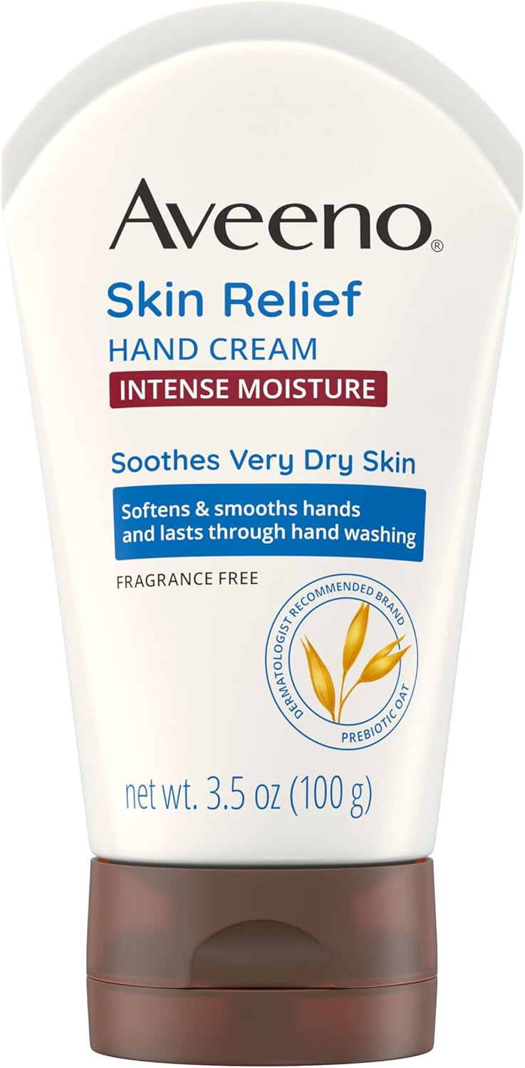 Aveeno Intense Relief Hand Cream, Very Dry Skin, Moisturizer, Paraben Free, Sensitive Skin, Non-Greasy, 97-ml