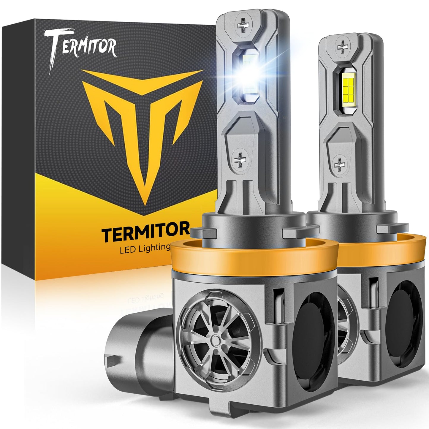 Termitor 2026 Upgraded H4/9003/HB2 Light Bulbs, 90,000LM 15X Super Bright Hi/Low Beam, 6500K Cool White H4 9003 Fog Lights, 1:1 Halogen Size Automotive Replacement IP68 Waterproof, Pack of 2