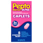Pepto Bismol Ultra Caplets, Upset Stomach Relief, Nausea Relief, Heartburn Relief, Indigestion Relief, Anti Diarrhea Medication for Adults - 5 Symptom Relief, 48 ct (2x24 ct) (Pack of 12)