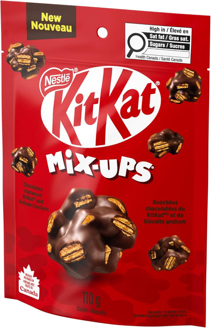 KIT KAT MIX-UPS, Chocolatey Clusters of KITKAT and Graham Crackers, Resealable Pouch, Ideal for Sharing, Prepared in Canada, 110 g