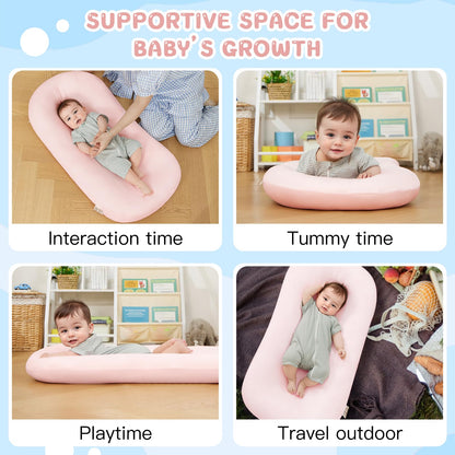 Lucakuins Baby Lounger, Bionic Design Baby Lounger for Newborn 0-24 Months, Soft Organic Cotton Breathable Lounger for Infants (Lovely Green)