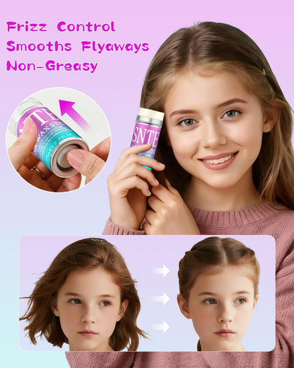 Haarbürste für Sleek-Look, Haarwachs-Stick für glatte abstehende Haare, gegen Frizz, für elegante Pferdeschwänze, Dutts – Gel, Pomade, Balsam-Stick für Frauen – Styling-Accessoires für Mädchen, Kinder