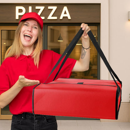Bodaon Isolierte Essensliefertasche - Warm- & Kalthaltetransporttasche, Catering/Doordash Pizzawärmer, Einkaufstasche, Kühltasche für Partys (Schwarz-Rot, 1 St.), Ideal für den Transport warmer Speisen
