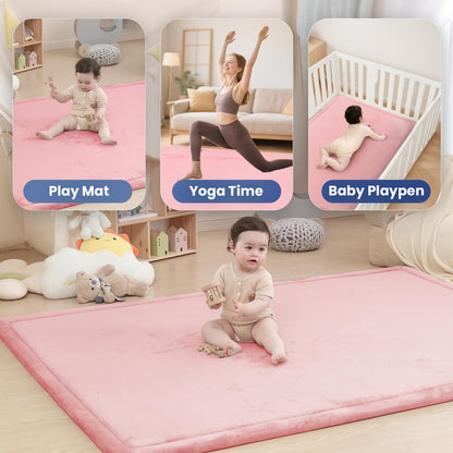 Huloo Sleep Ultra Soft Baby Spielmatte für den Boden, 3,3 cm dicke Elasti-Foam 127x127 cm Laufgittermatte für Kleinkinder, rutschfeste Rückseite, sicher zum Krabbeln und für die Bauchlage, Tatami-Stil (Dunkelgrau)