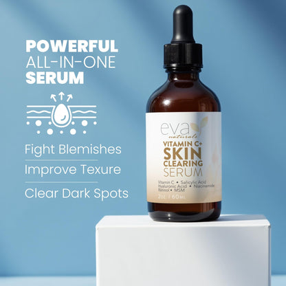Eva Naturals Vitamin C Serum für das Gesicht – Anti-Aging Dark Spot Remover mit Retinol, Hyaluronsäure, Niacinamid & Salicylsäure – Gesichtsserum für Frauen für klare, glatte, strahlende Haut