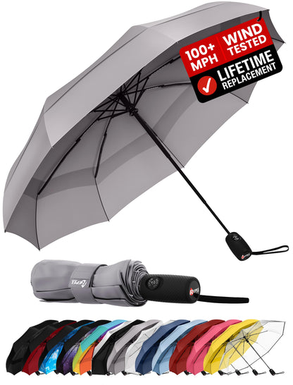 Repel Windproof Travel Umbrella - Compact & Withstands Winds up to 100MPH , Strongest Premium Auto Folding Umbrella for Rain and Sun - Durable, Light & Portable for Women & Men , Fits Backpack & Cars