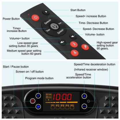 SoftGym Waver Vibration Plate Exercise Machine for Lymphatic Drainage Weight Loss,120 Speed Levels Vibrating Platform with Resistance Bands,Full-Body Workout Equipment for Muscle Activation
