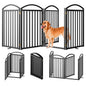 SNUOWU 4 Panels Full Matel Freestanding Dog Gates with Door, 96"Extra Wide 36"Tall Free Standing Dog Pet Gate for Indoor & Outdoor. Foldable Pet Fences for Doorways, House, Stairs, Porch, Deck, Yard