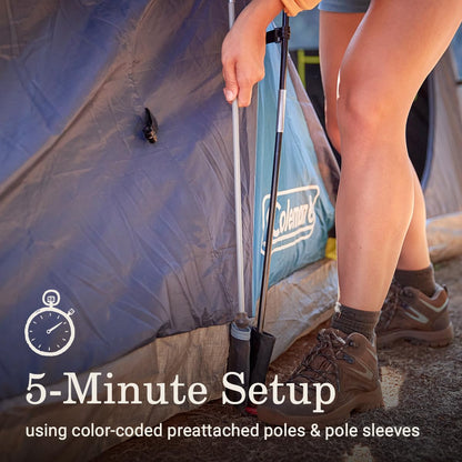 Coleman 4/6/8/10 Person Skydome Dark Room Tent with Rainfly, 5 Minute Setup, Blocks 90% of Sunlight, 20% More Headroom Than Traditional Tents