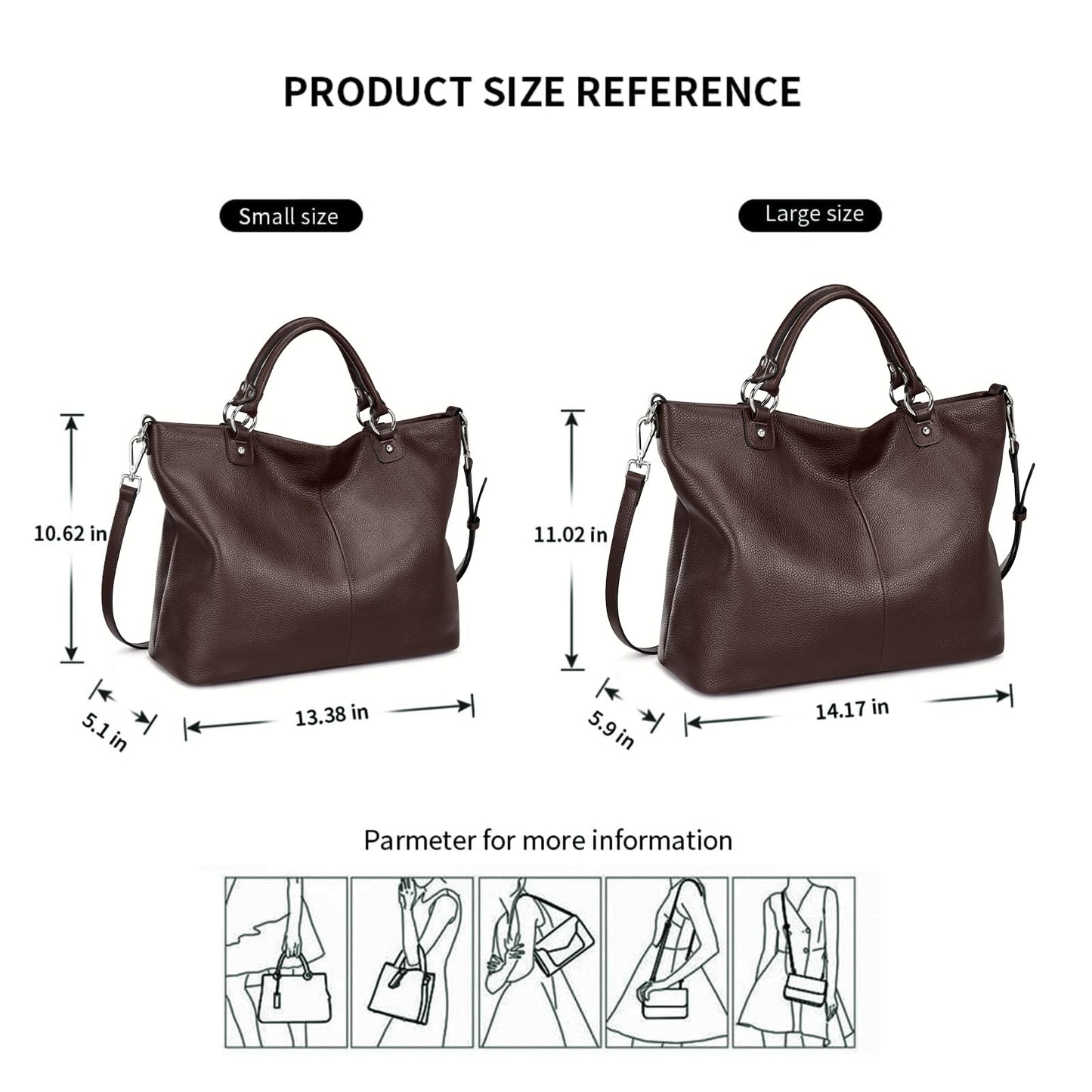Kattee Damen Weiche Echtleder Tragetasche Schultertasche Handtasche