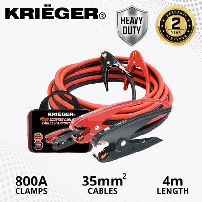 K KRIËGER Überbrückungskabel für Autobatterien, Hochleistungs-Starthilfekabel zum Starten leerer oder schwacher Batterien mit Tragetasche (6 Meter (2-Gauge))