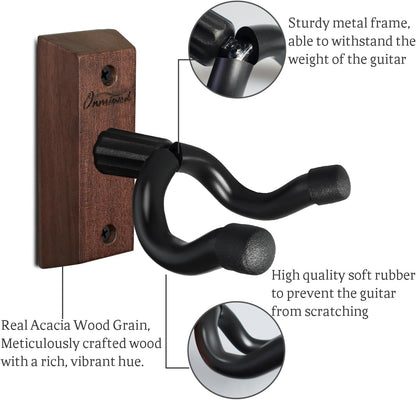 Gitarren-Wandhalterung, 2er-Pack, Gitarrenbügel aus schwarzem Nussbaumholz, U-förmige Gitarren-Wandhalterung, Gitarrenhalter-Hakenständer für Akustik-, E-Gitarre, Banjo,, Bass, Geschenk für Gitarristen, Männer, Jungen