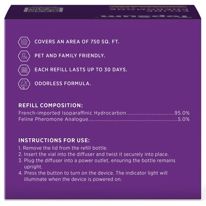 TopSum Cat Calming Pheromone Diffuser: Feline Pheromones Plug in for Stress, Alone At Home, Spraying, Fighting, Scratching, Aggression & Excessive Meowing (Purple– 6 Refills)